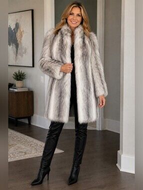 Casper Faux Fur Thigh Length Unworn Cond Warm Cozy Size Large 10/12 Stunning